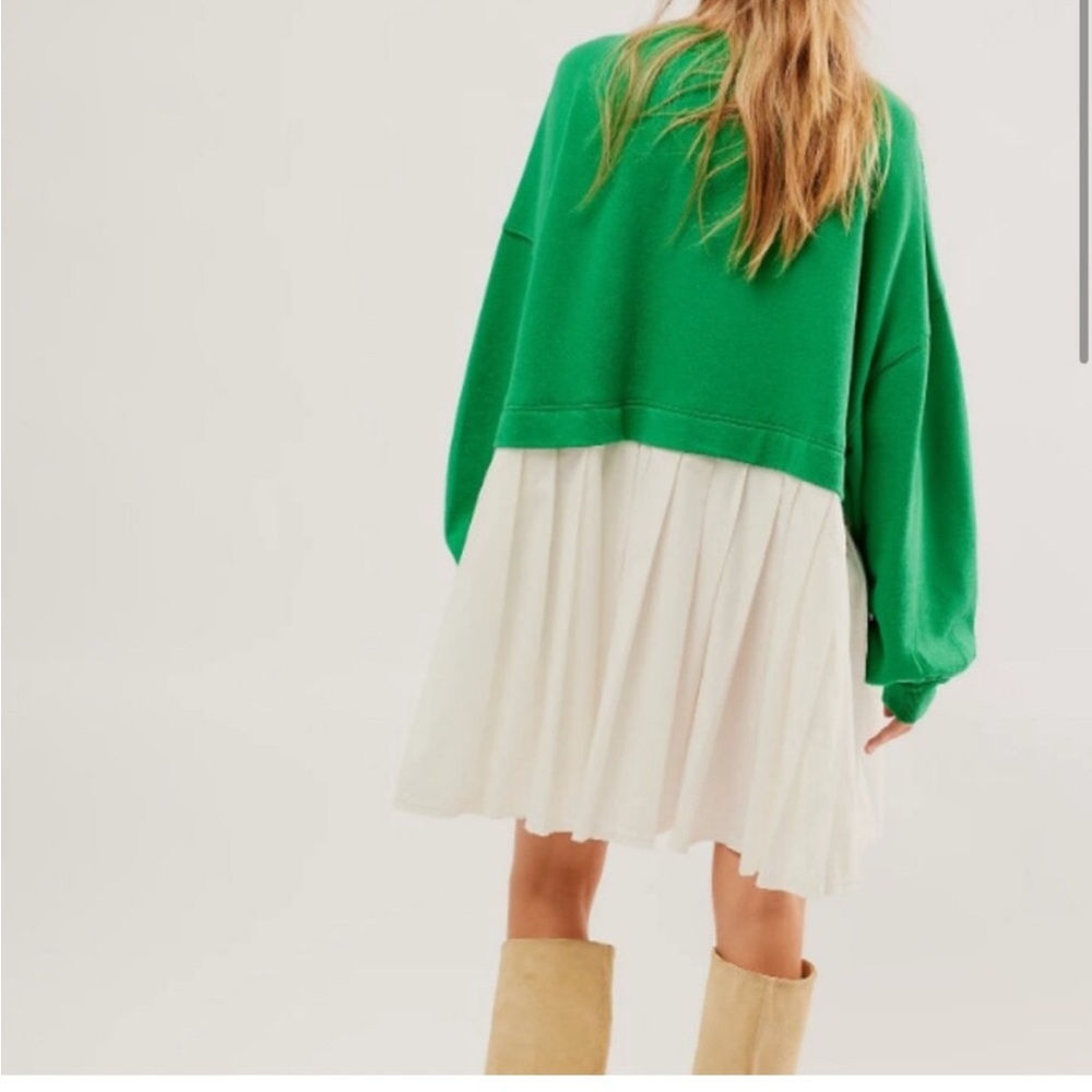 Free People Green and White Layered Sweater Dress